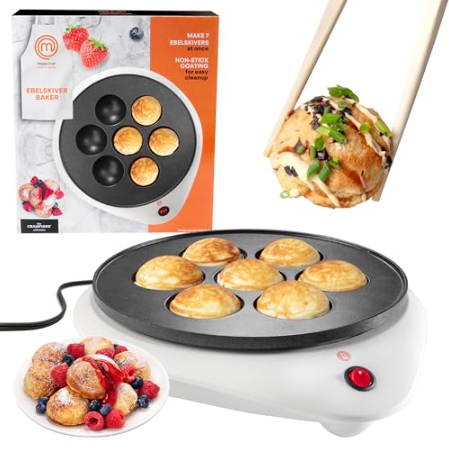 Takoyaki Grill Plate - MasterChef Electric Ebelskiver Maker Delicious Homemade