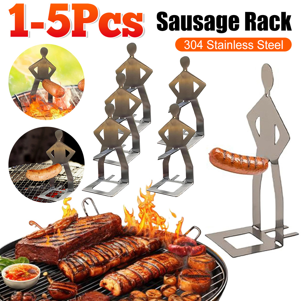 Hot Dog Press - 1-5PCS Stainless Steel BBQ Sausage Holder