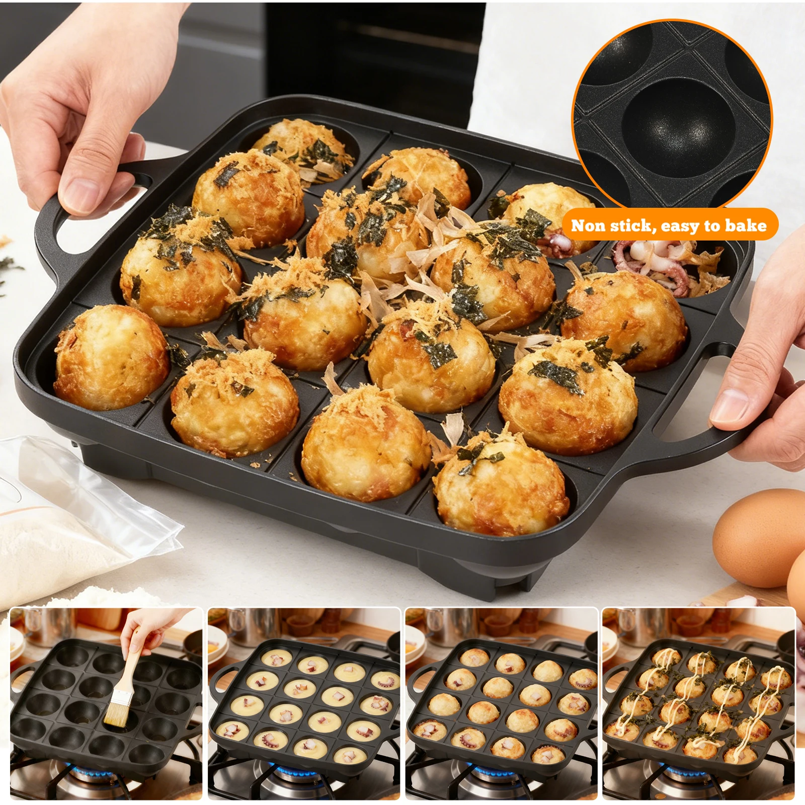16 Holes Takoyaki Pan Cast Alu - Takoyaki Grill Plate のレビューと価格