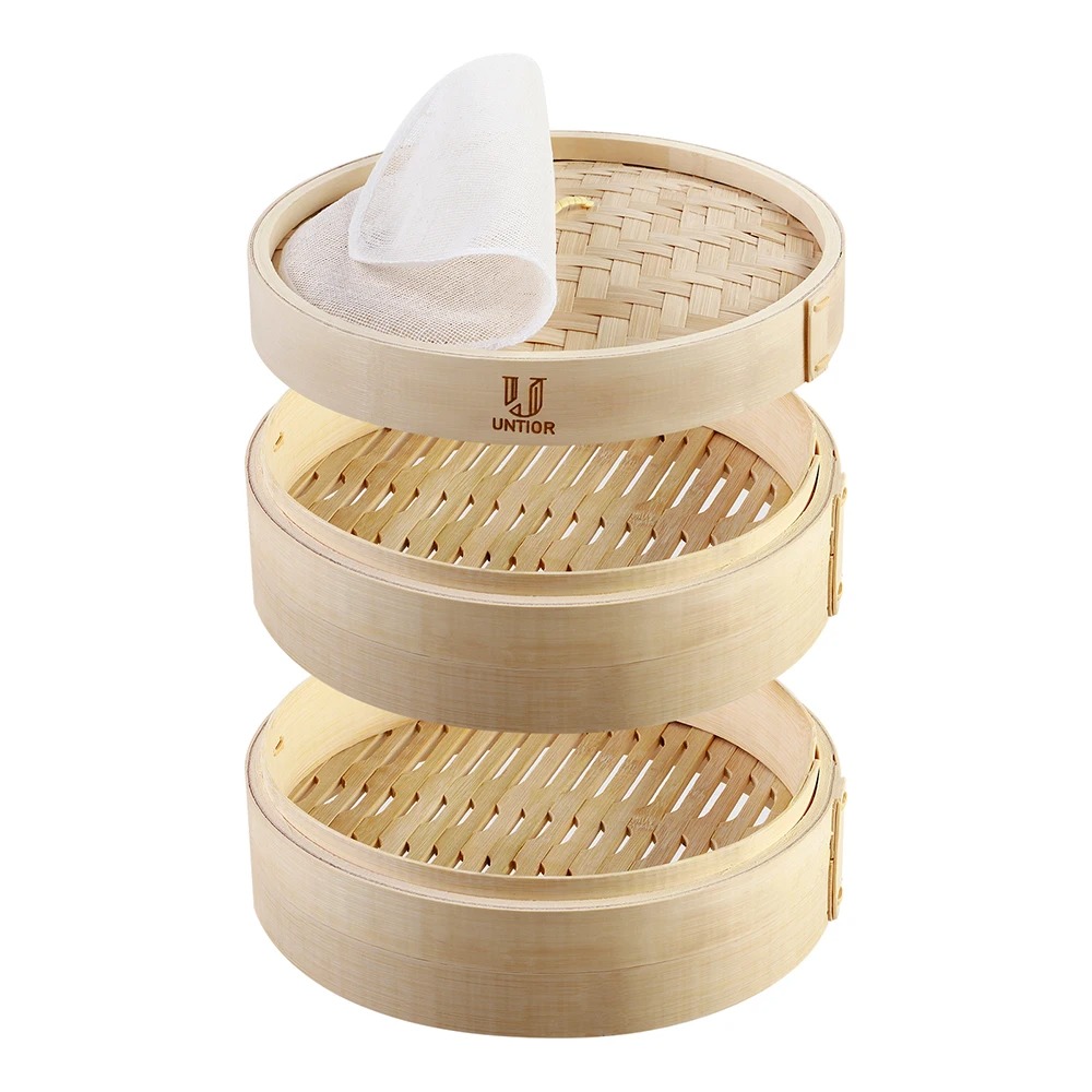 Bamboo Steamer Basket with Lid - Bao Steamer Bamboo のレビューと価格