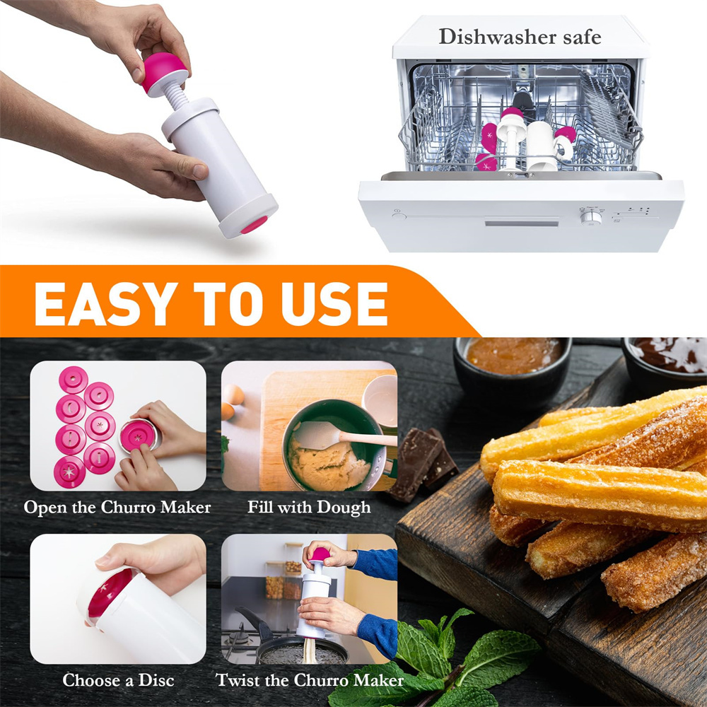 1pc DIY Manual Cookie Press Ma - Churros Maker Gun のレビューと価格