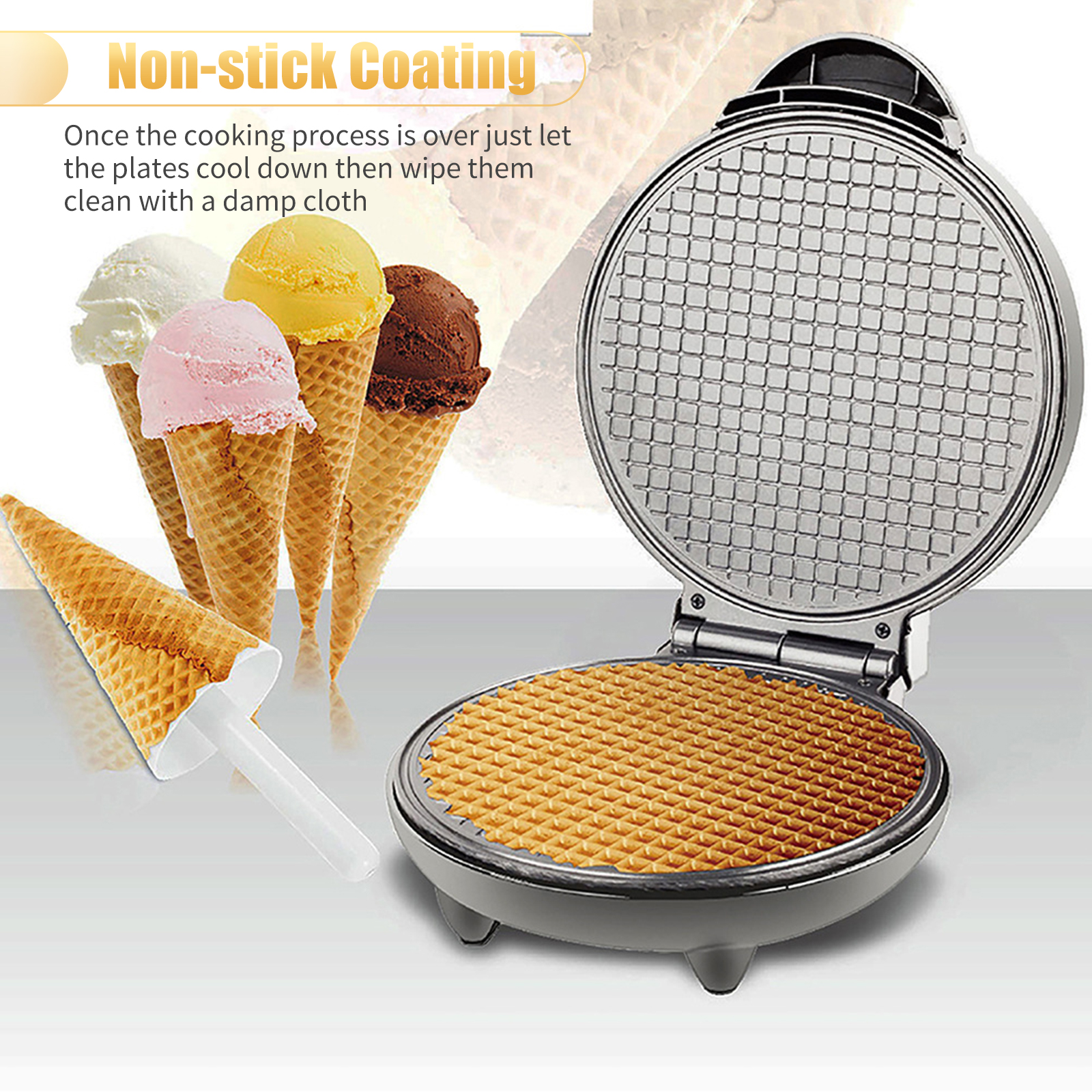 1200W Waffle Maker Nonstick Ba - Waffle Cone Maker のレビューと価格