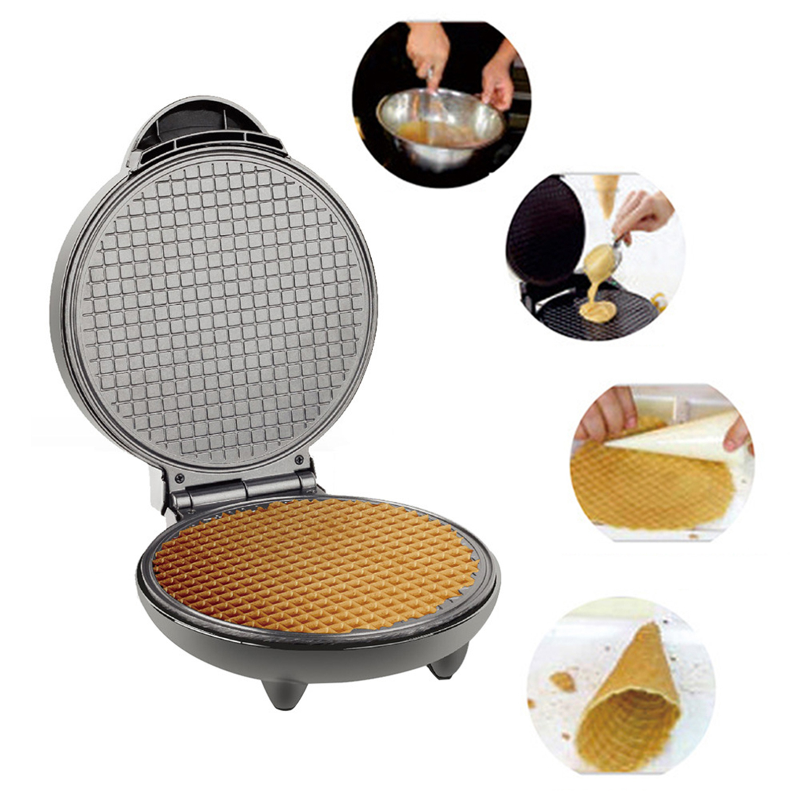 1200W Waffle Maker Nonstick Ba - Waffle Cone Maker のレビューと価格