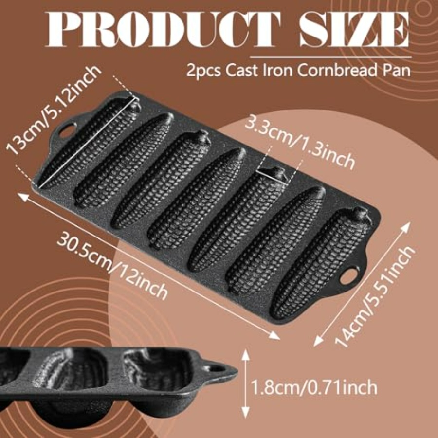 2 Pcs Cast Iron Corn Stick Pan - Cast Iron Corn のレビューと価格