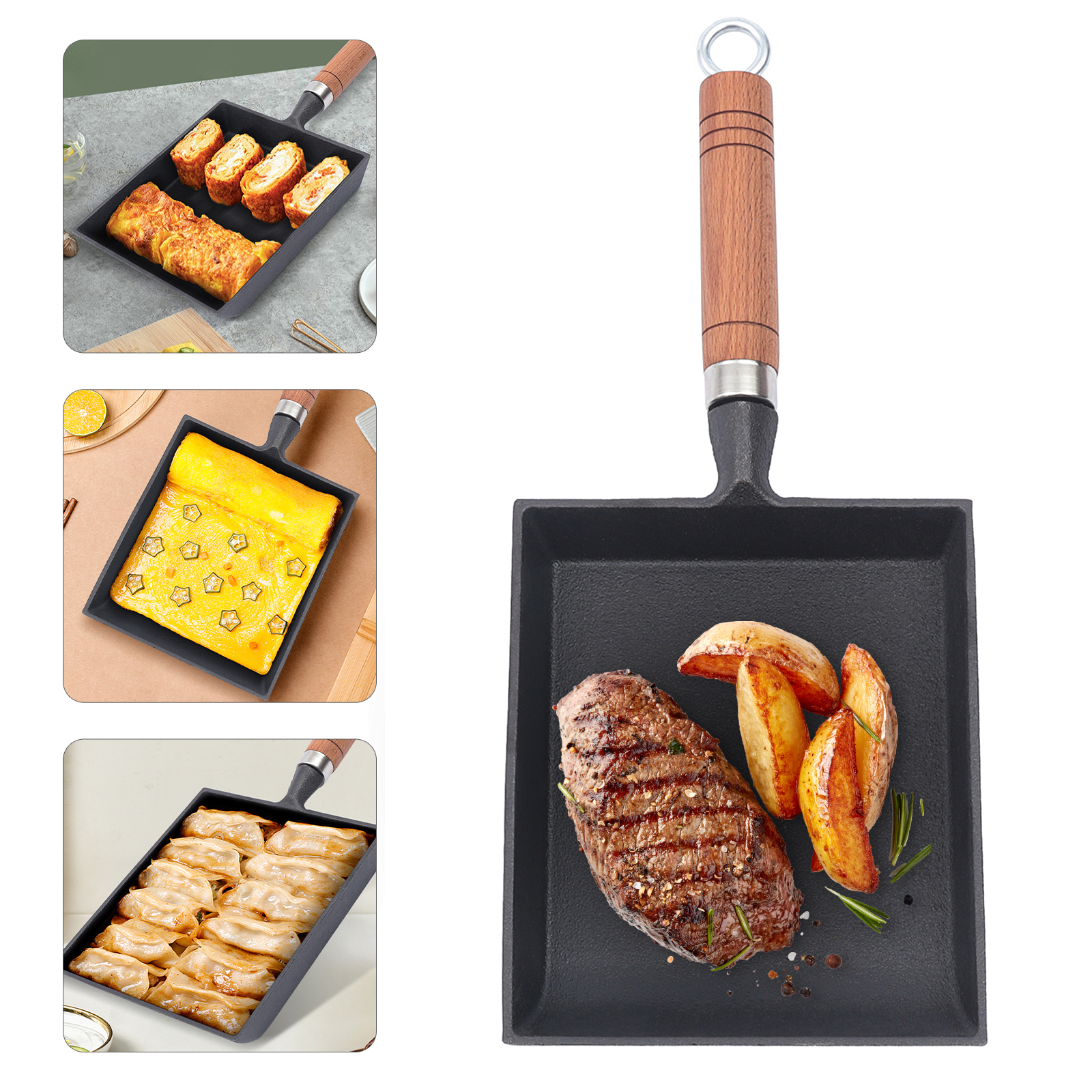 1PCS Egg Fry Pan Square Cast I - Cast Iron Corn のレビューと価格