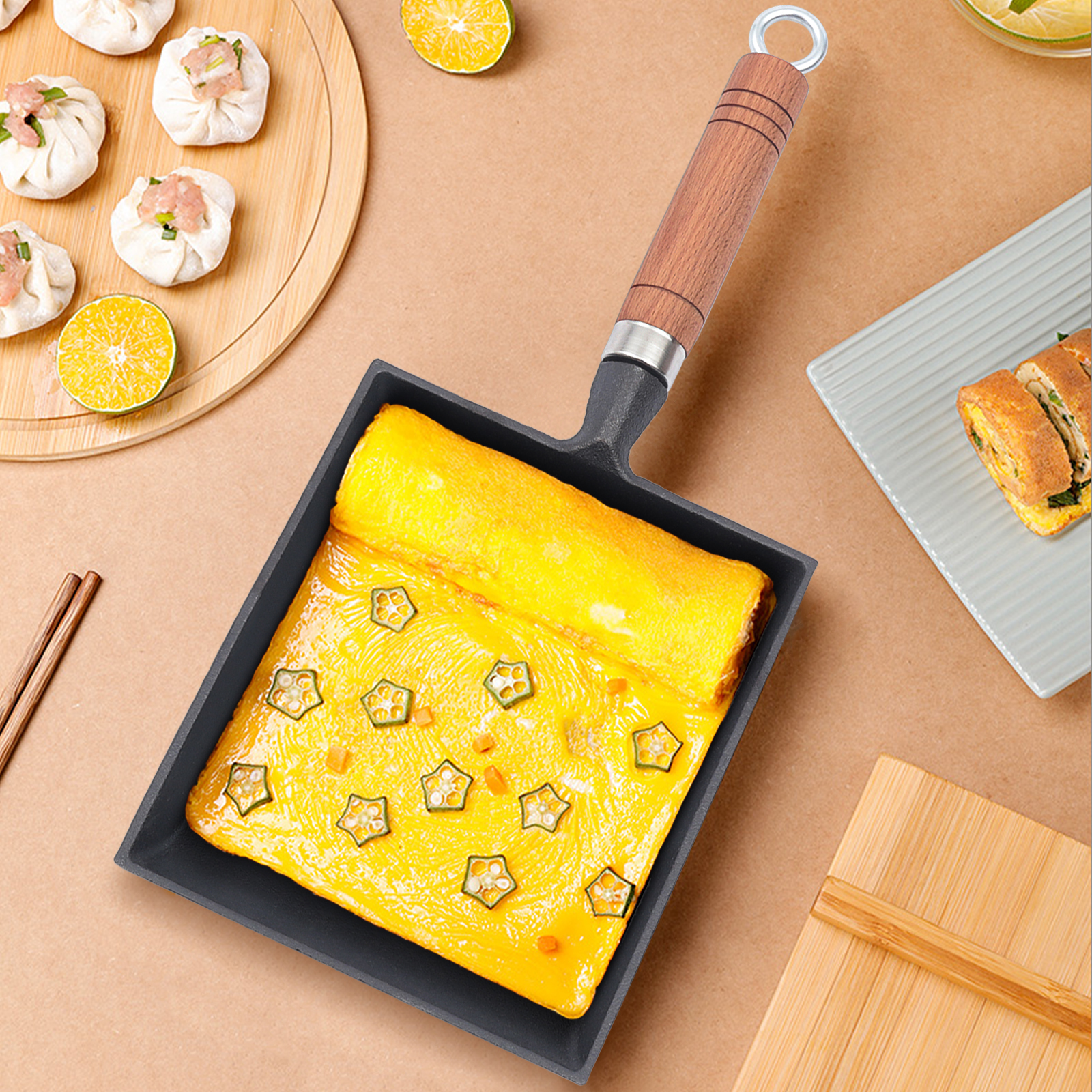 1PCS Egg Fry Pan Square Cast I - Cast Iron Corn のレビューと価格