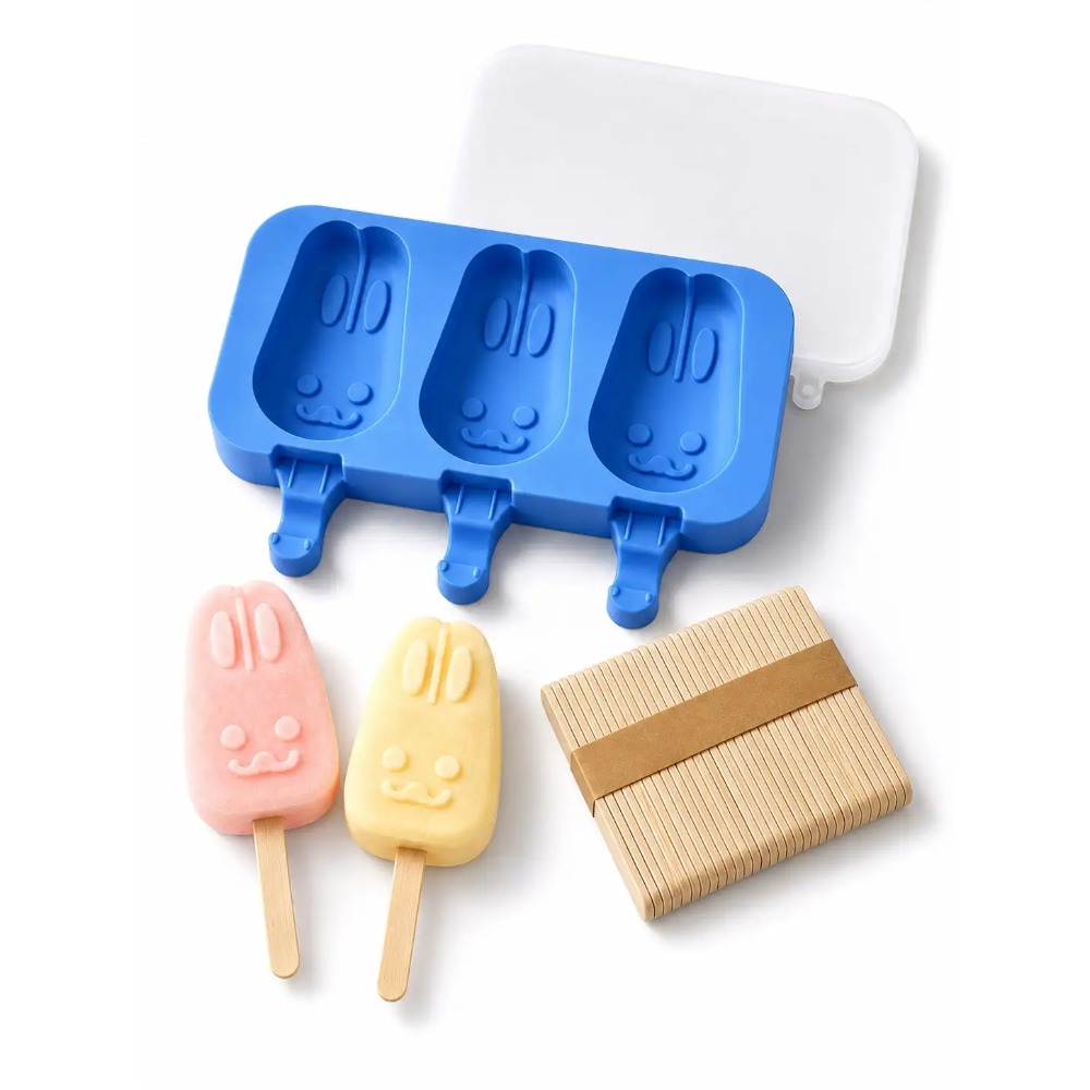 1pc 3-Cavity Silicone Popsicle - Bunny Cake Mold のレビューと価格