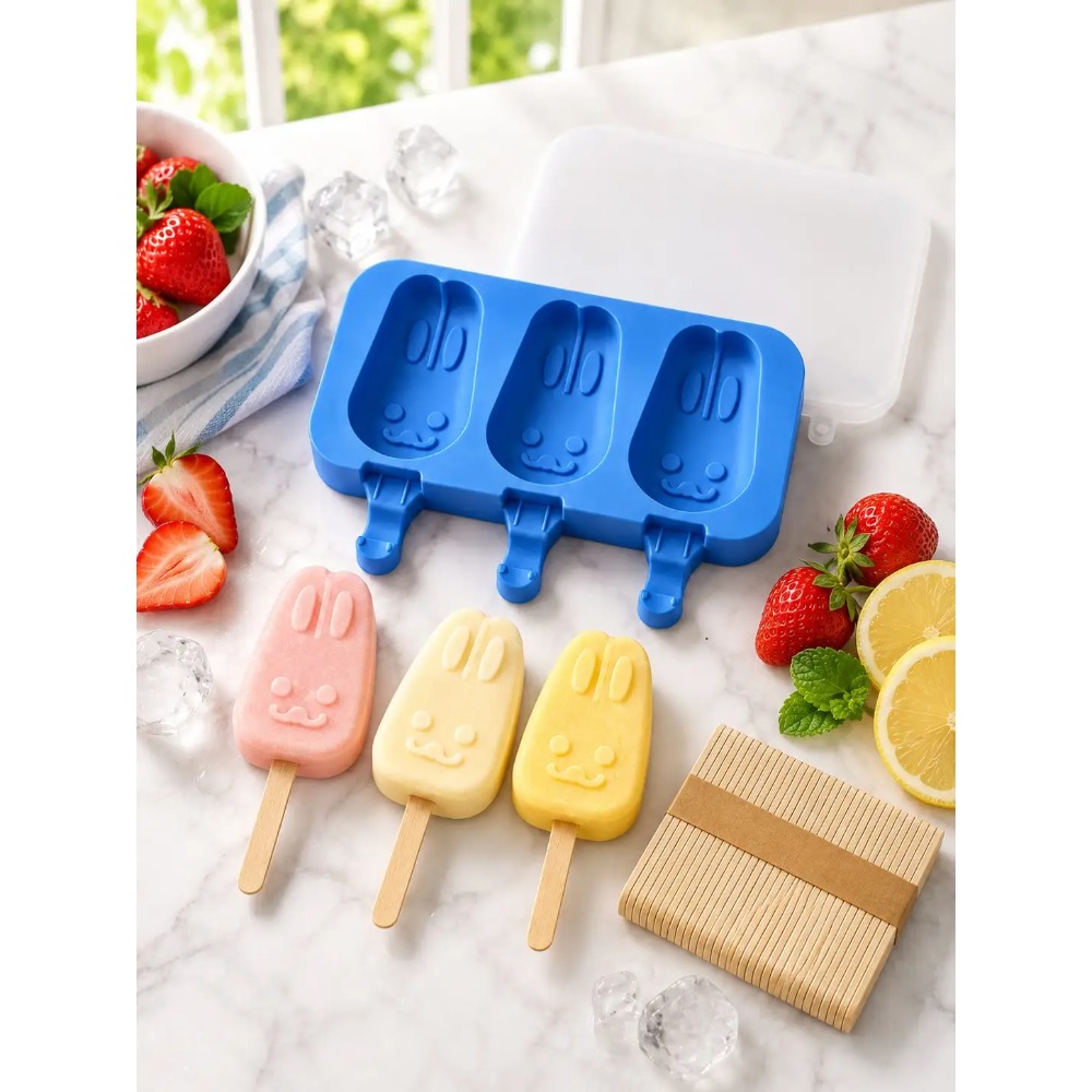 1pc 3-Cavity Silicone Popsicle - Bunny Cake Mold のレビューと価格
