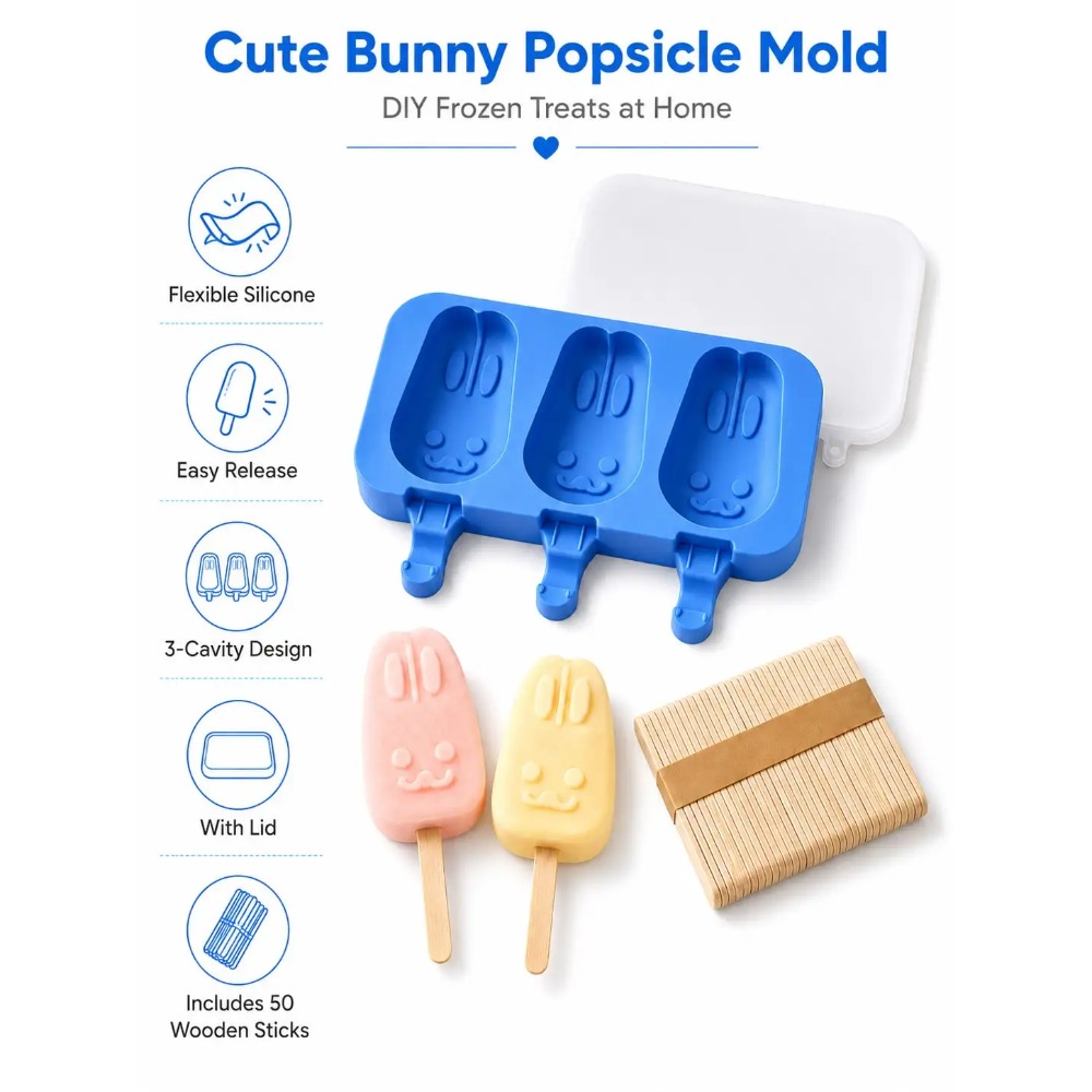 1pc 3-Cavity Silicone Popsicle - Bunny Cake Mold のレビューと価格
