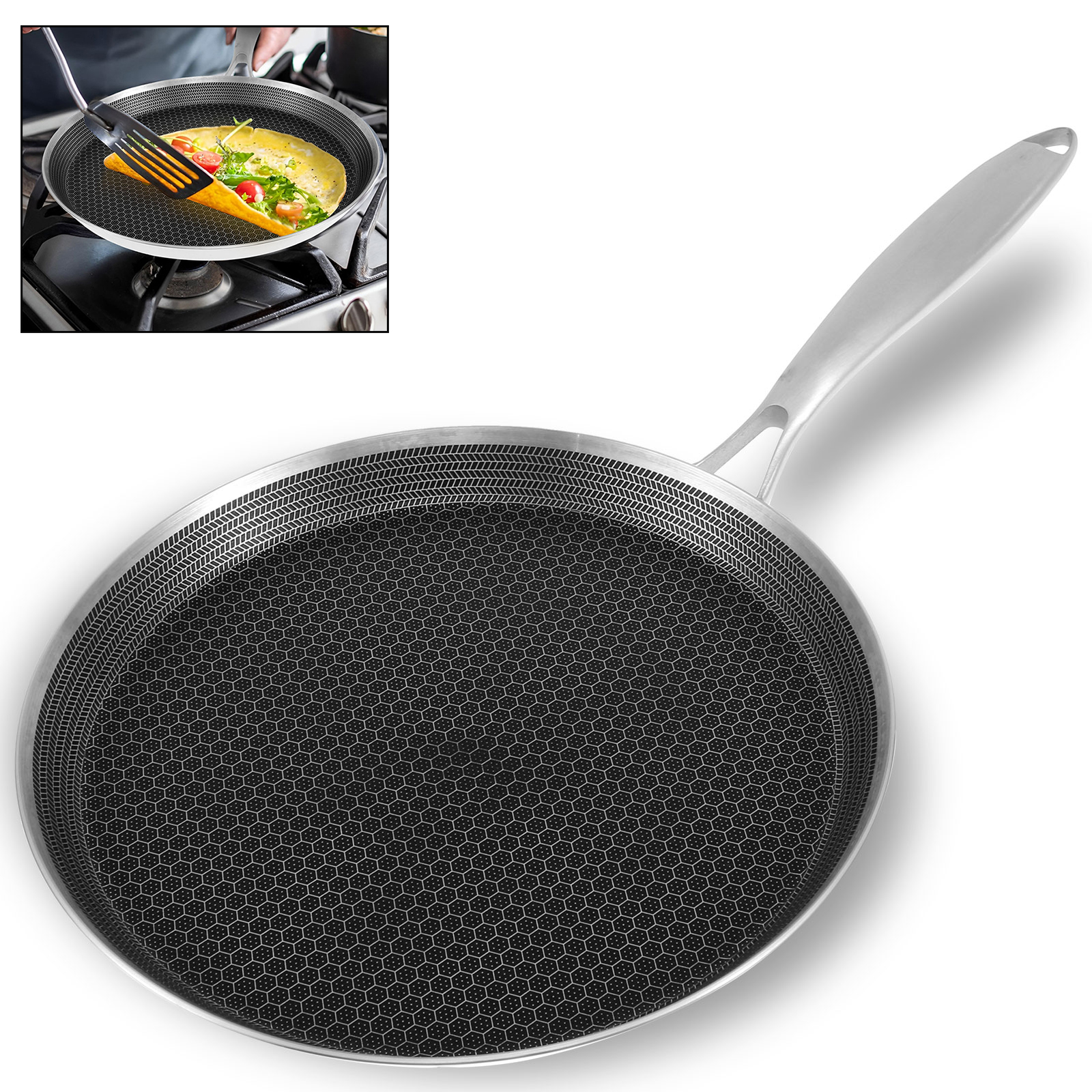 Stainless Steel Frying Pan Non - Danish Pancake Pan のレビューと価格