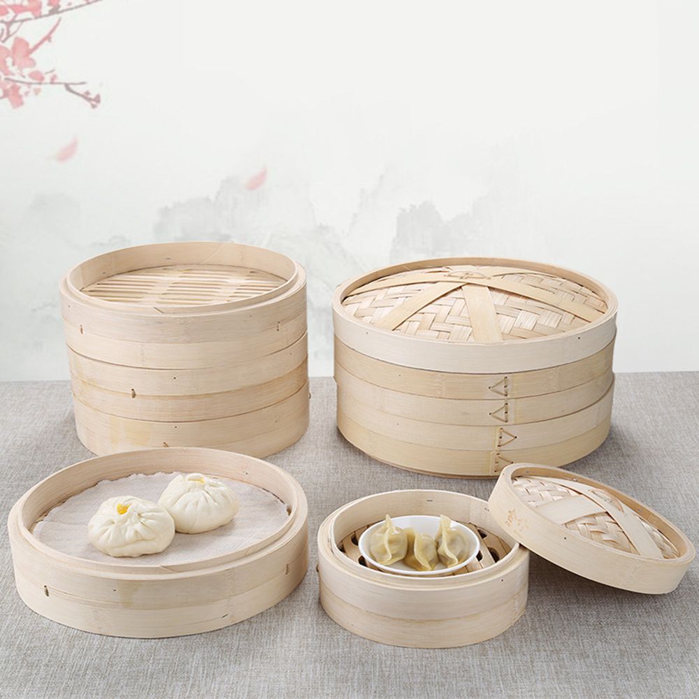 Handle Steam Basket Makes Tast - Bao Steamer Bamboo のレビューと価格