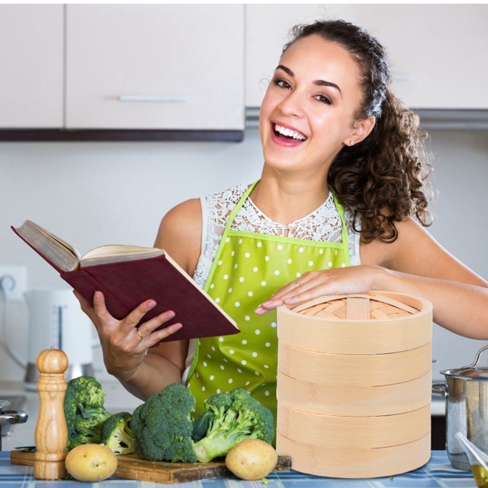 Handle Steam Basket Makes Tast - Bao Steamer Bamboo のレビューと価格