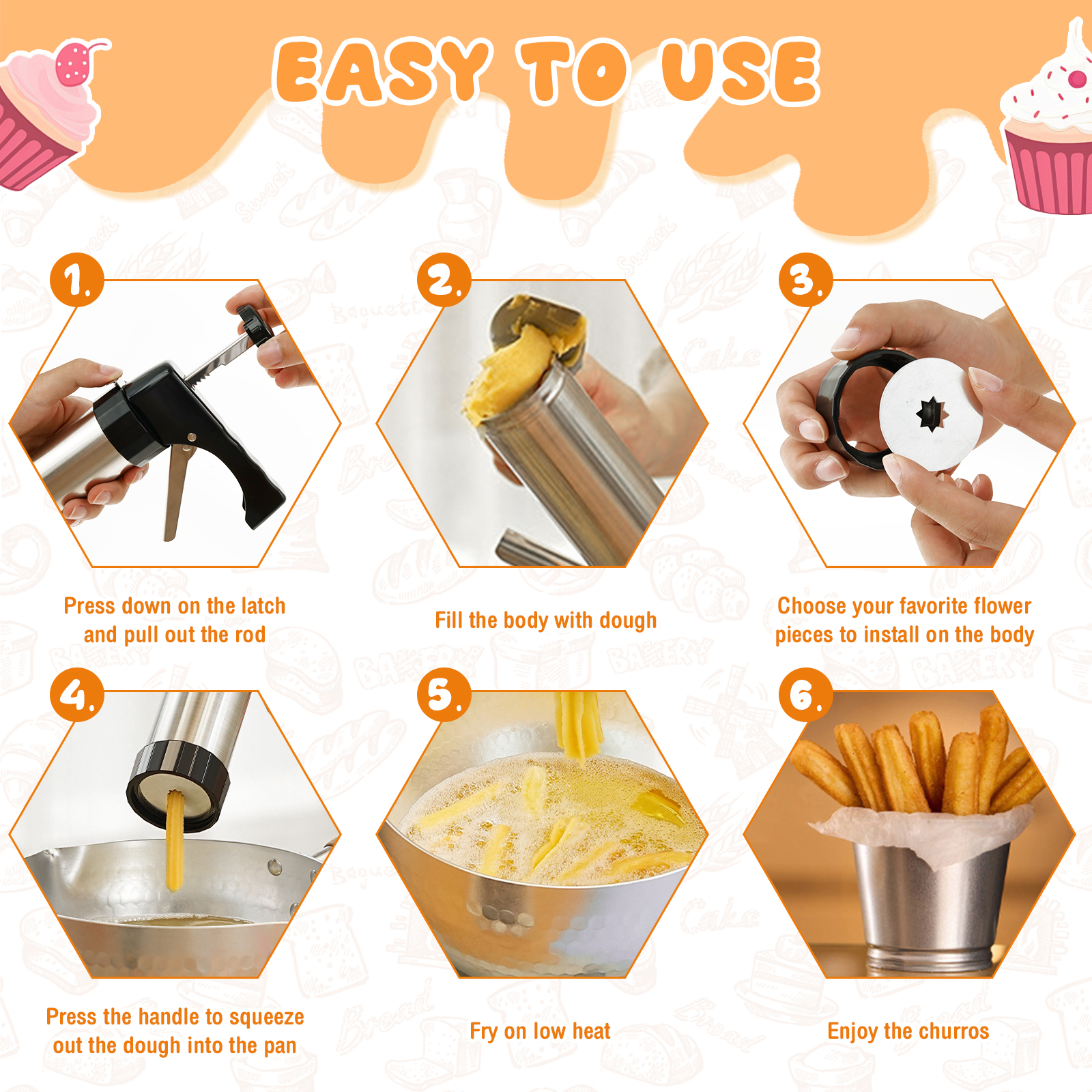 Cookie Press Gun Tips Set Stai - Churros Maker Gun のレビューと価格