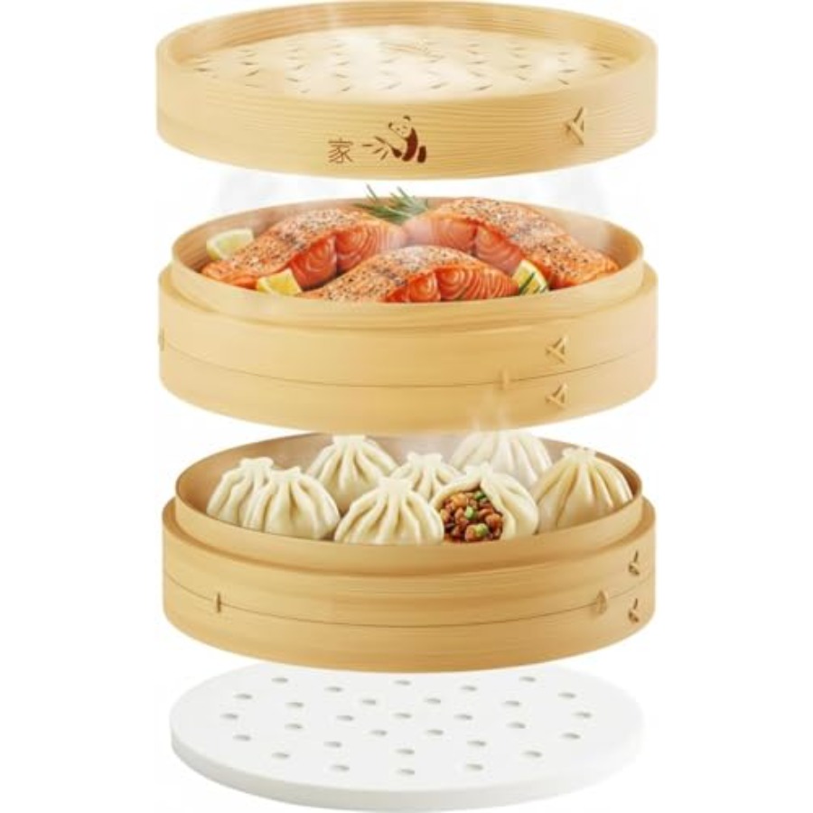 Bamboo Steamer Basket - 2-Tier - Bao Steamer Bamboo のレビューと価格