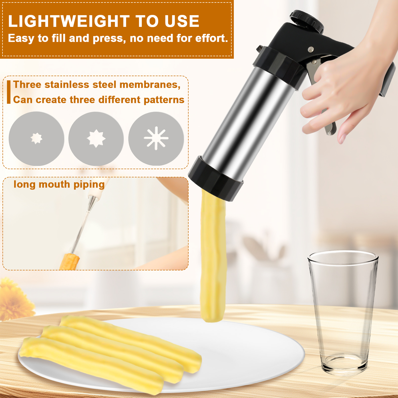 Cookie Press Gun Kit Stainless - Churros Maker Gun のレビューと価格