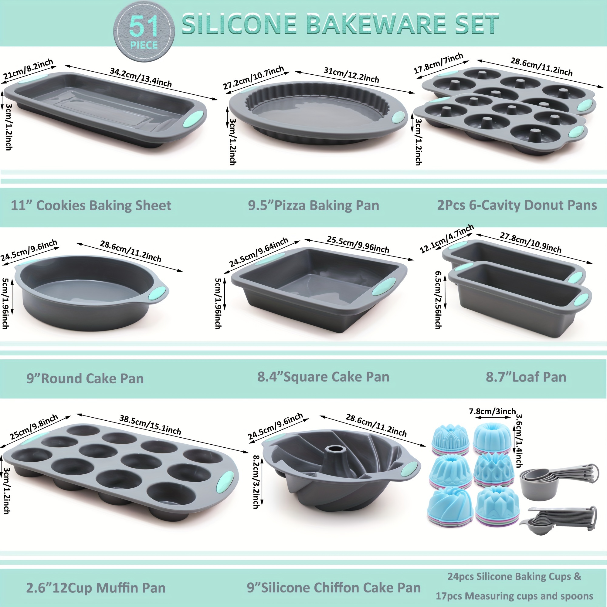 51 Pieces Silicone Baking Pan  - Donut Mold Silicone のレビューと価格
