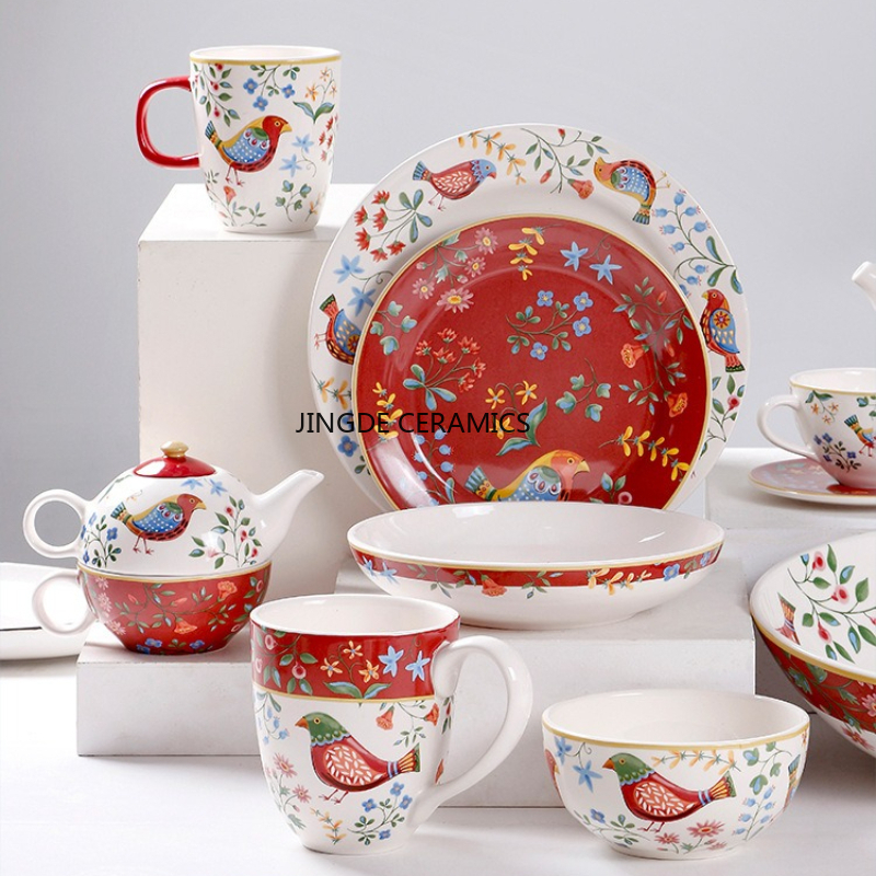 1pc European Ceramic Red Flowe - Dim Sum Basket のレビューと価格